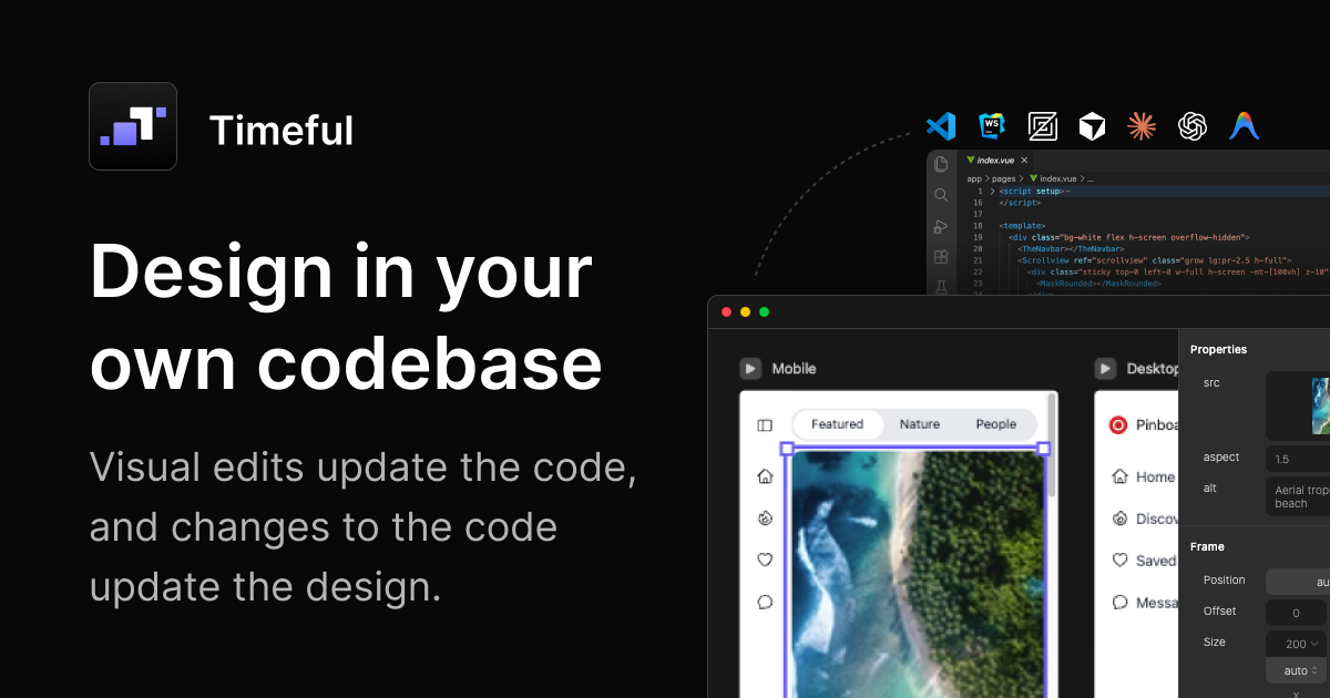 Timeful: Design web apps visually, sync with code instantly